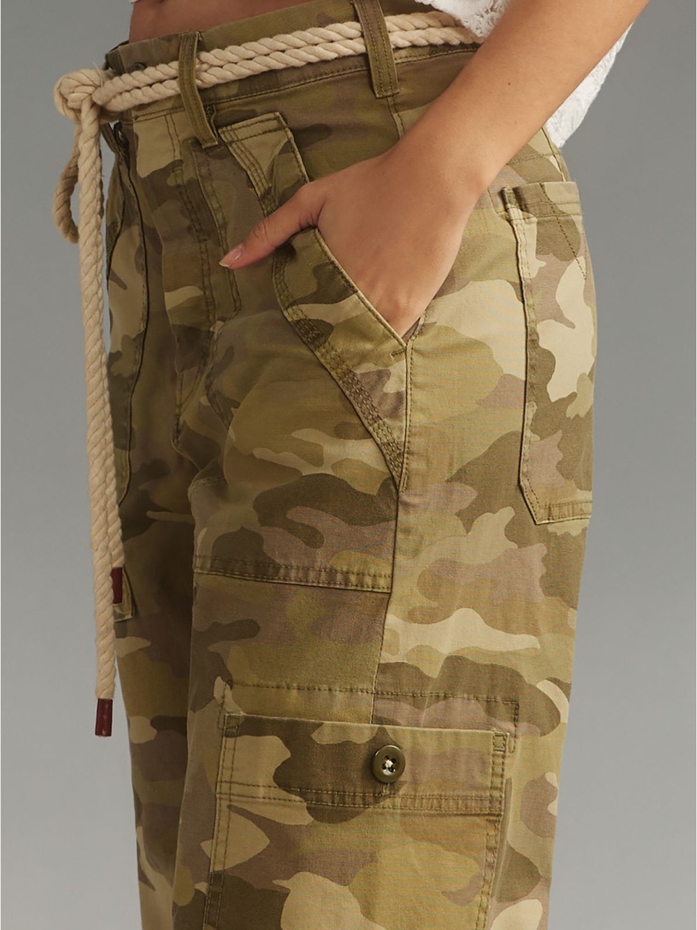 Pilcro Olive Camo Wide-Leg Utility Pants - Picture 4 of 4